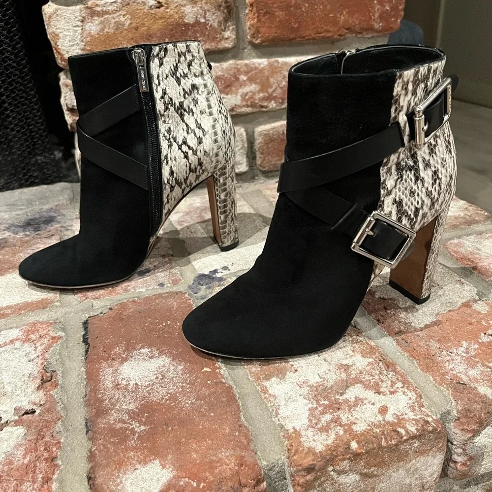 Jimmy Choo Dee Dee Watersnake Suede Ankle Boots sz 6.5 - Picture 1 of 12